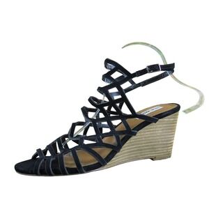 Steve Madden Women Caileen Strappy Black‎ Leather Sz 9.5 Medium Gently Used 2025
